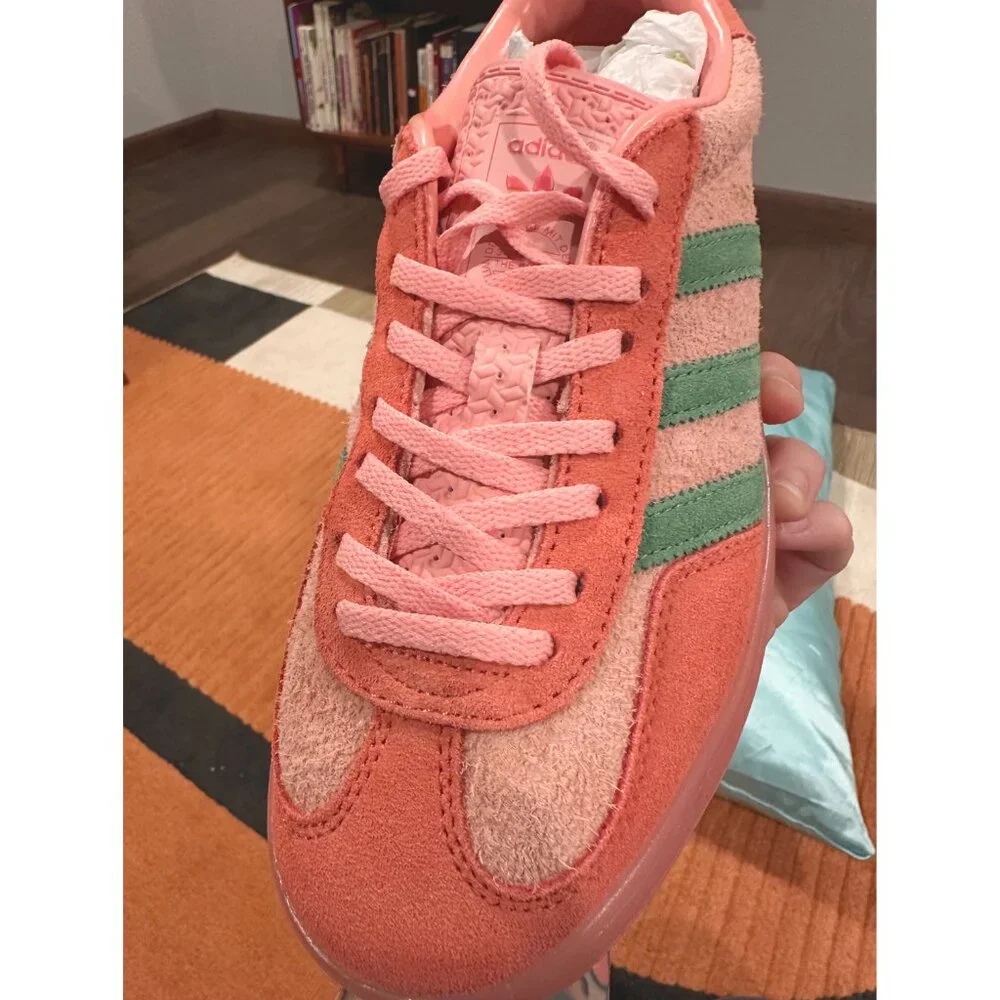 🍓 adidas Gazelle Indoor Semi Pink Spark Preloved Scarlet Green Men's 7 UK 6.5 - Picture 5 of 14
